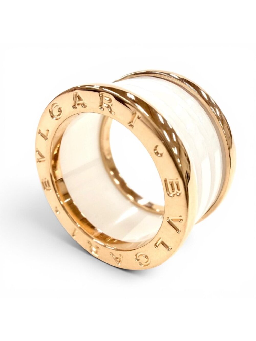 Bvlgari B.zero1 Ring 750 Ceramic Pink Gold White